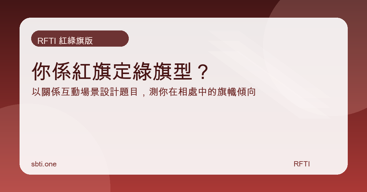 咩係 RFTI？起源、玩法同評分方式 | sbti.one